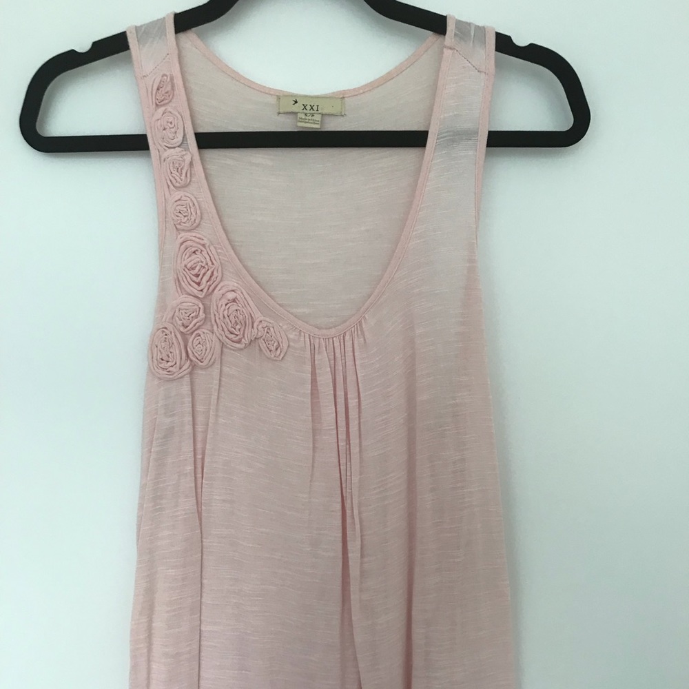 Light Pink Tank Top with Rose Detail
